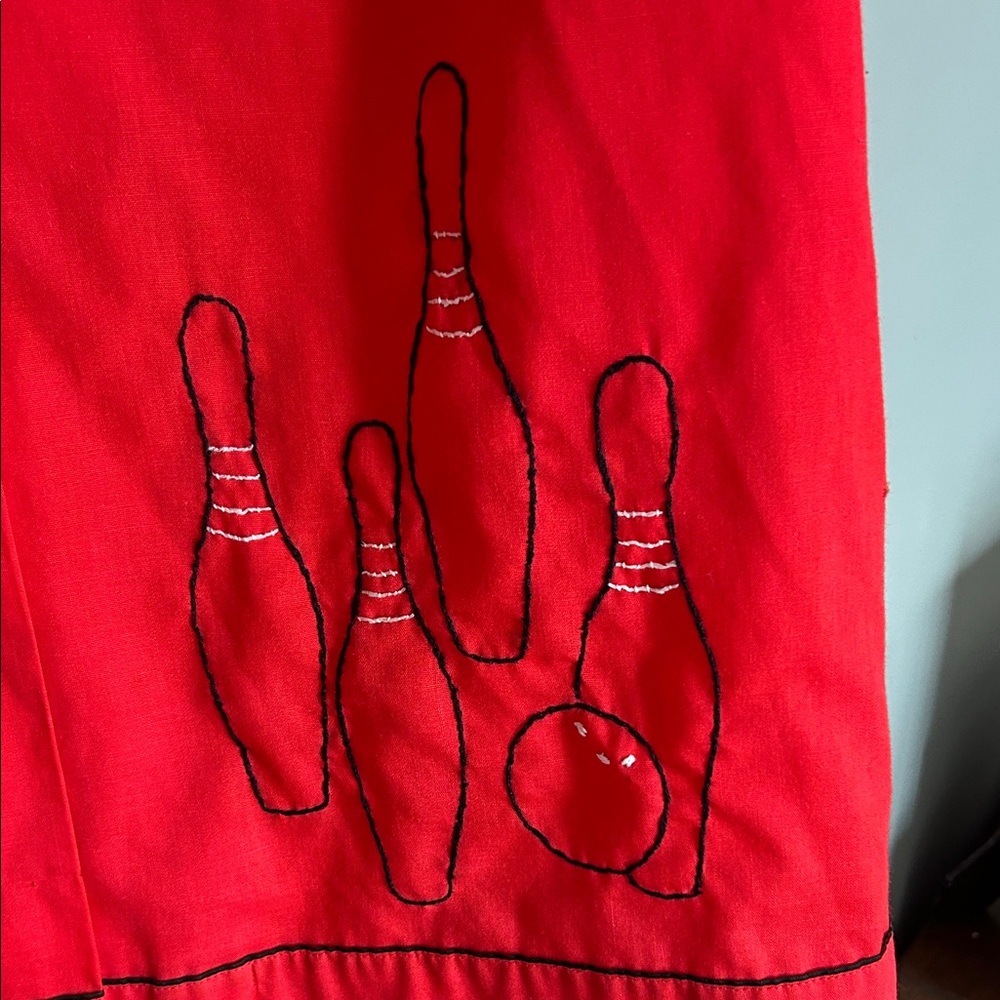 Red Bowling Shirt with Embroidered Pins - Picture 3 of 8
